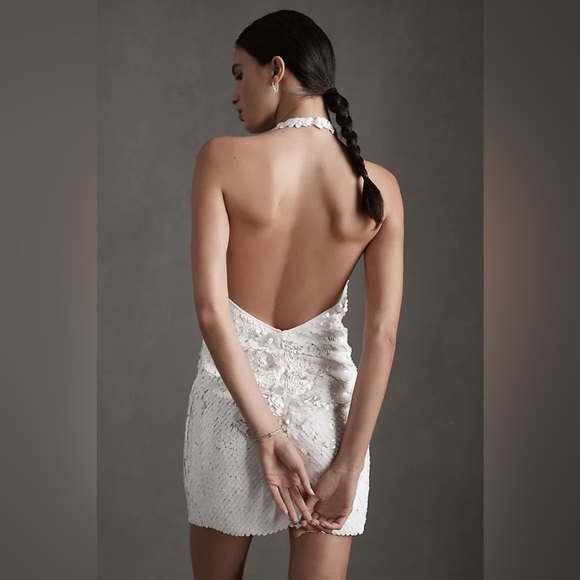 Ronny Kobo Jo Halter Sequin Ruched Open-Back Mini Dress - Picture 15 of 16